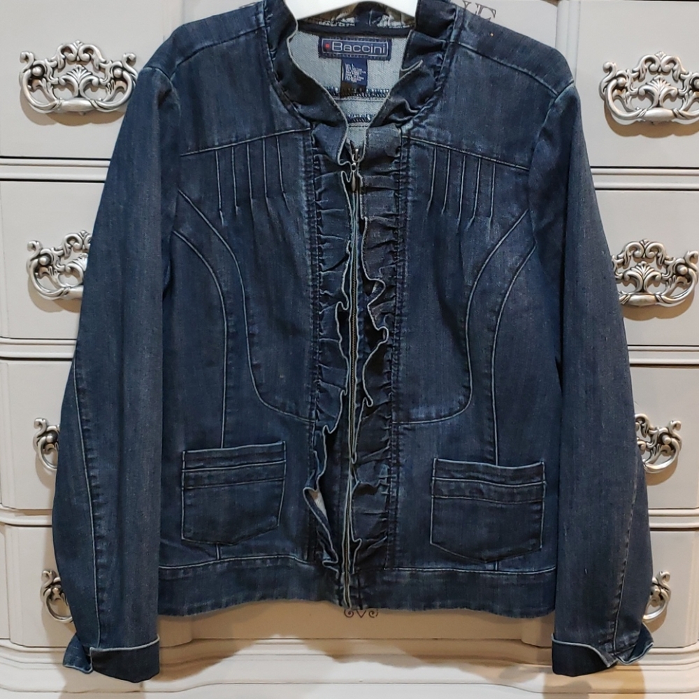 Baccini zip front jean jacket